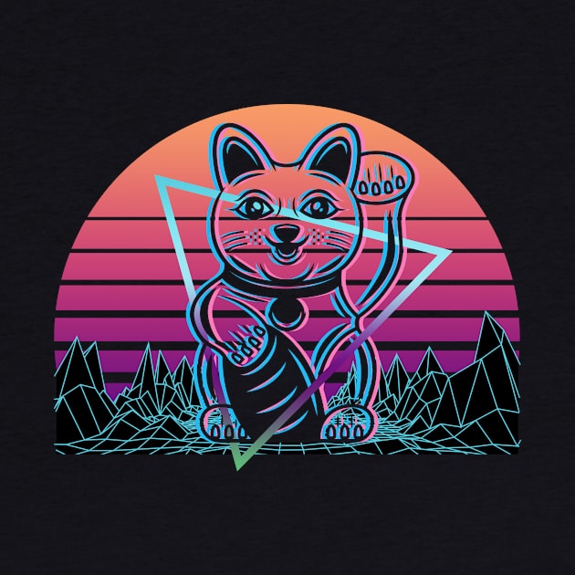 Maneki Neko Cat Vaporwave Aesthetic Retro Gift by Alex21